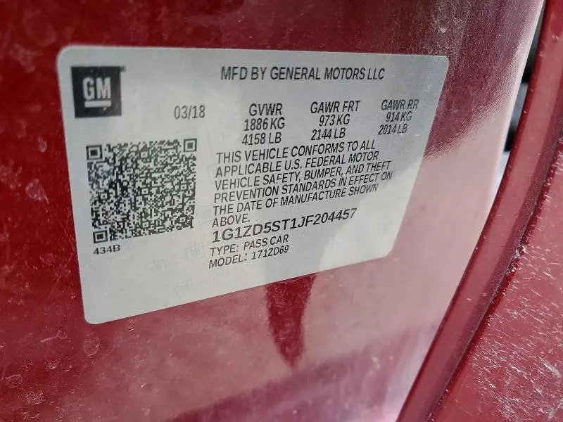 2018 CHEVROLET MALIBU LT  