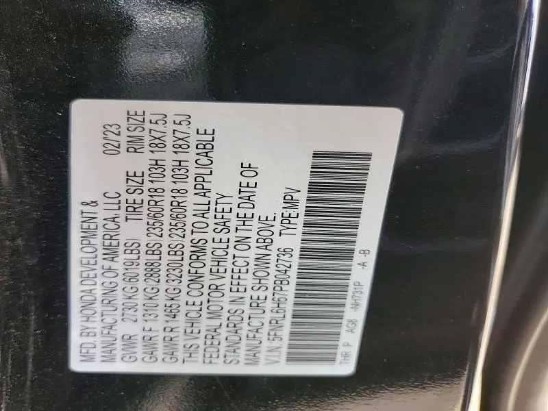 2023 HONDA ODYSSEY EXL  