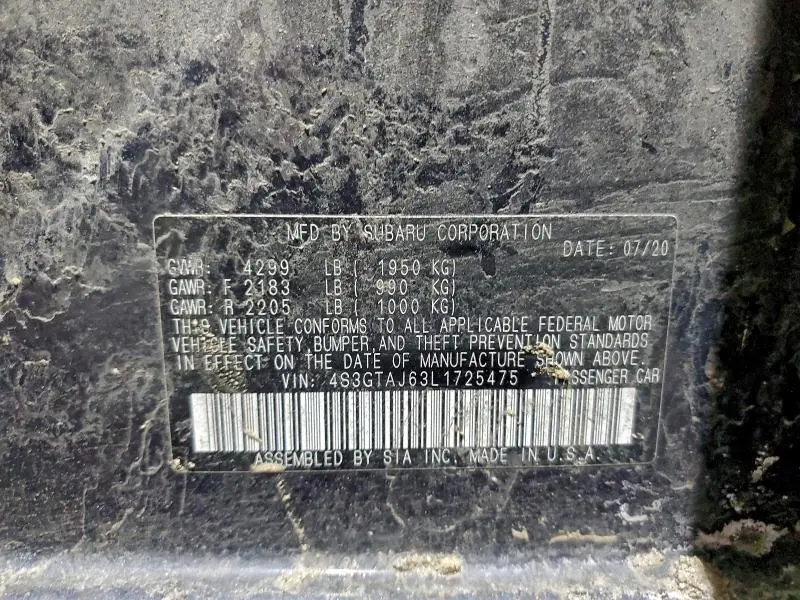 2020 SUBARU IMPREZA SPORT  