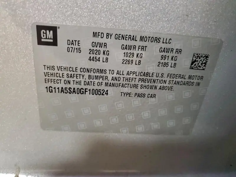 2016 CHEVROLET MALIBU LIMITED LS  