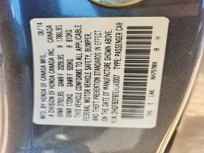 2014 HONDA CIVIC EX  