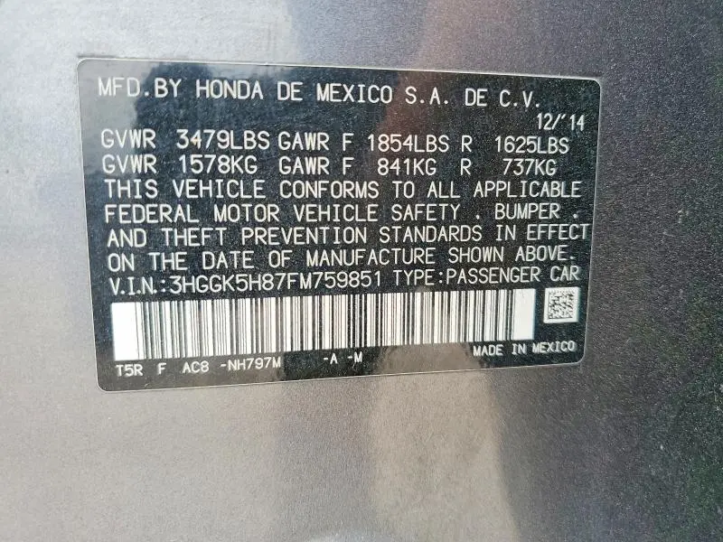 2015 HONDA FIT EX  