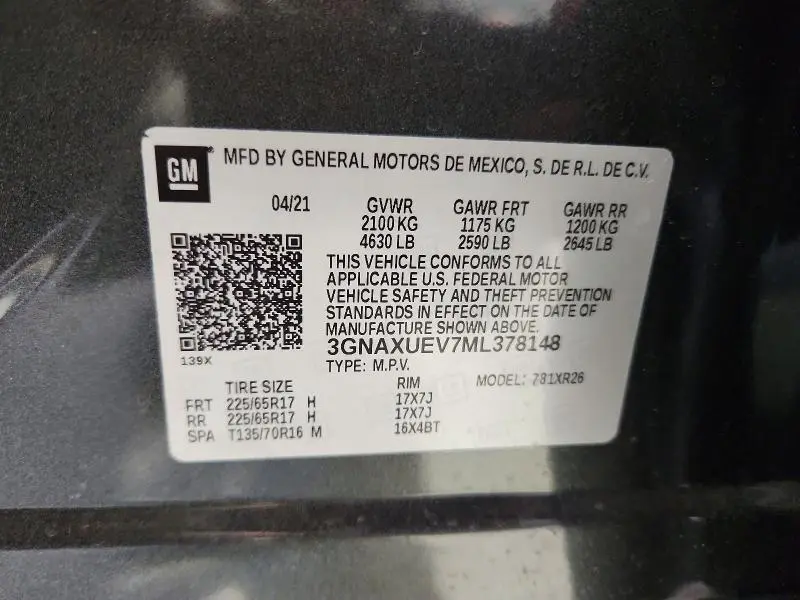 2021 CHEVROLET EQUINOX LT  