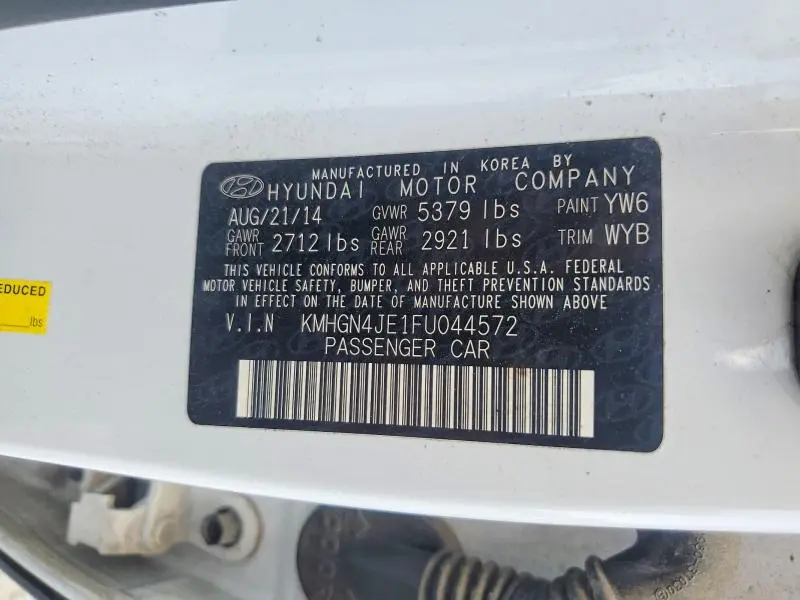 2015 HYUNDAI GENESIS 3.8L  