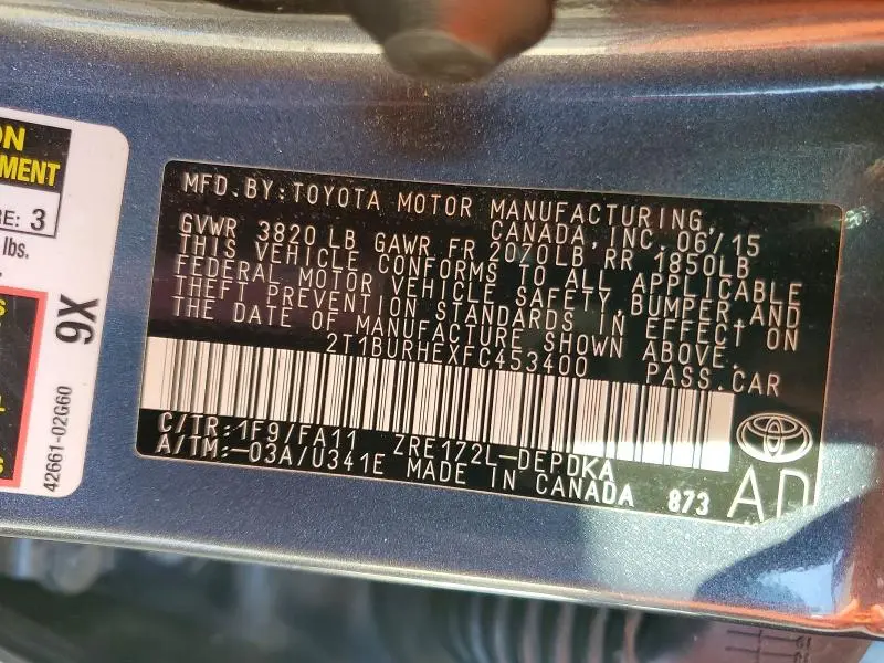 2015 TOYOTA COROLLA L  
