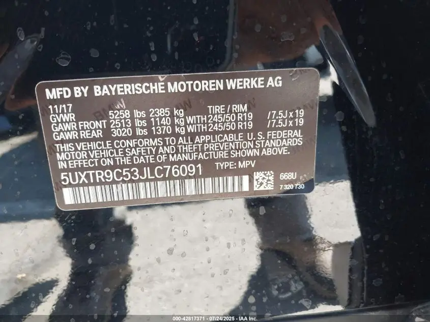 2018 BMW X3 XDRIVE30I