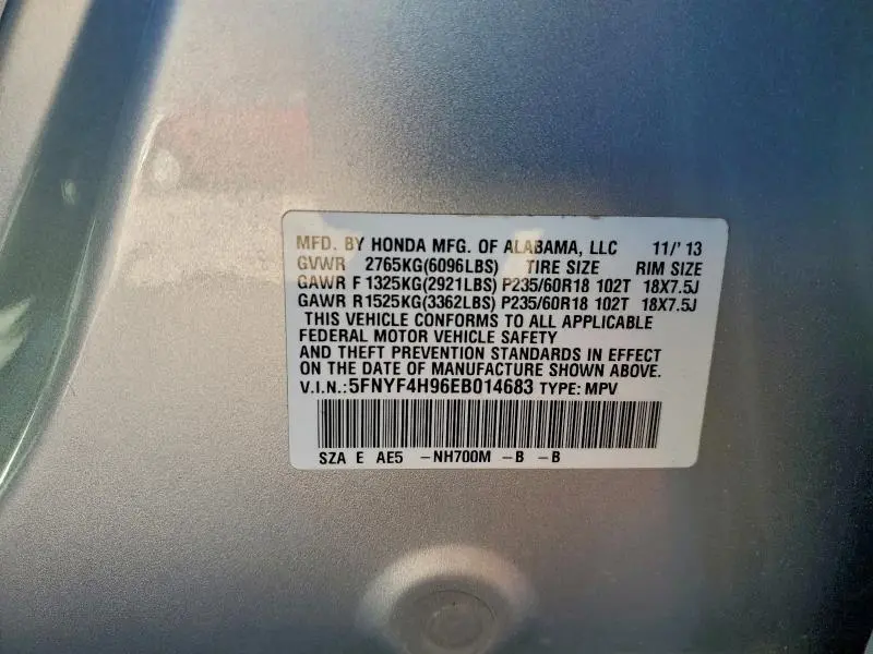 2014 HONDA PILOT TOURING  