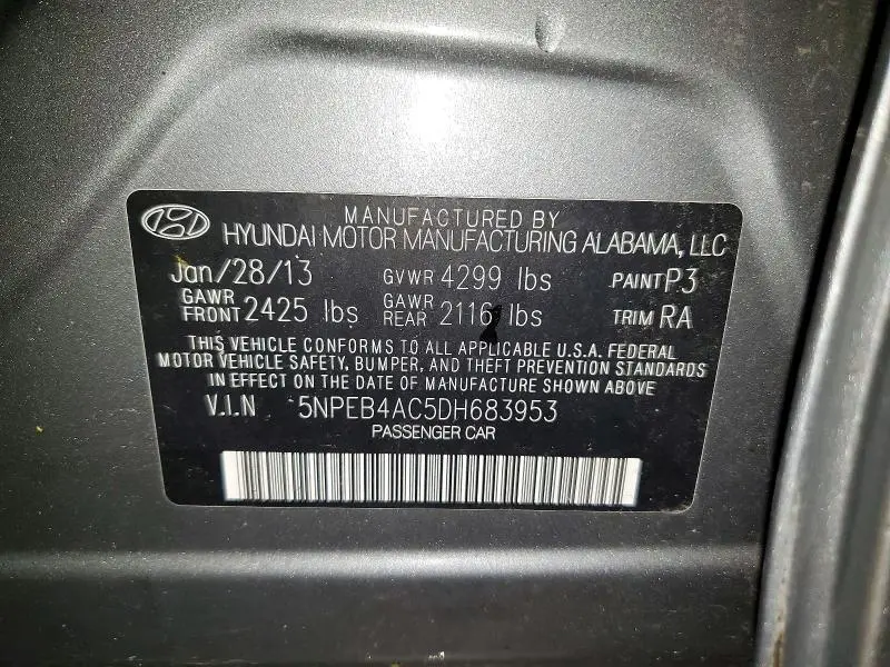 2013 HYUNDAI SONATA GLS  