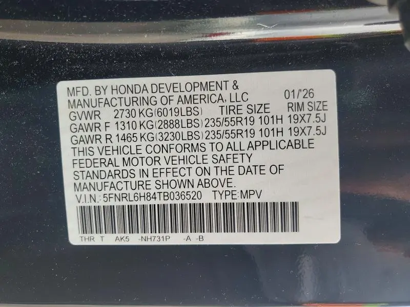 2026 HONDA ODYSSEY TOURING  