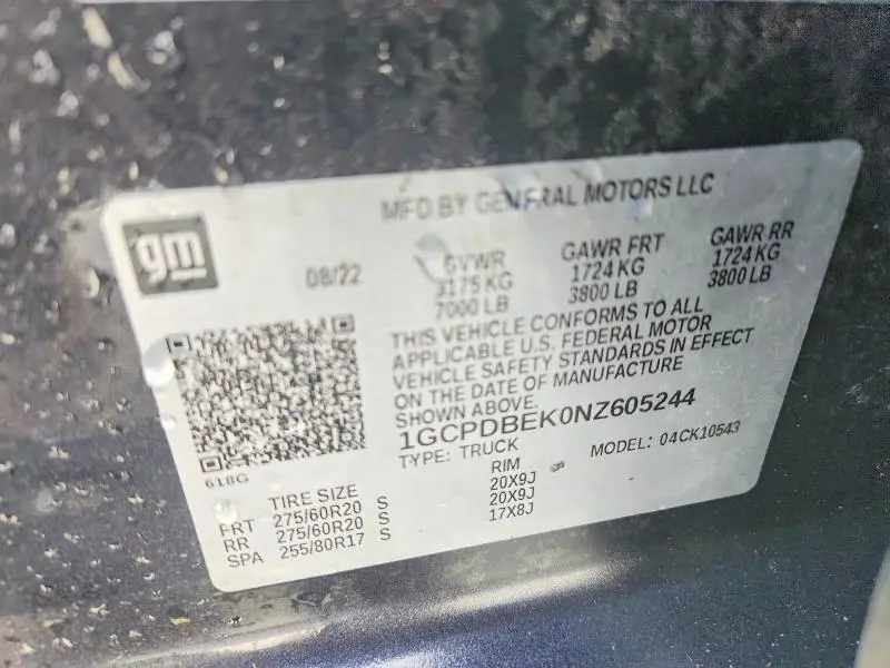 2022 CHEVROLET SILVERADO K1500 CUSTOM  