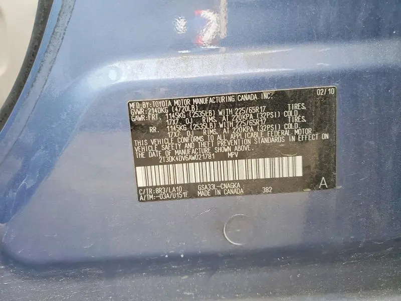 2010 TOYOTA RAV4 LIMITED  