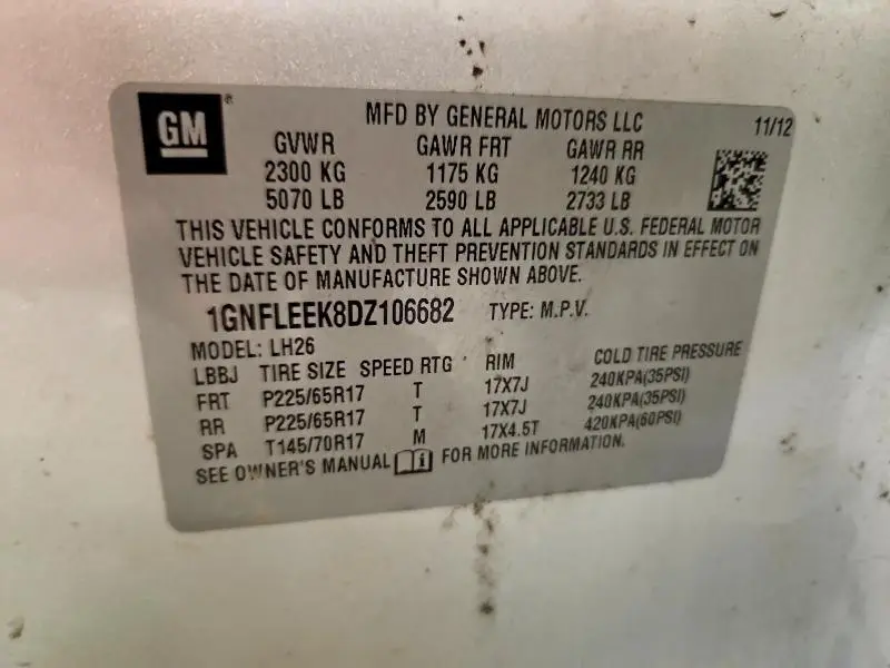 2013 CHEVROLET EQUINOX LT  