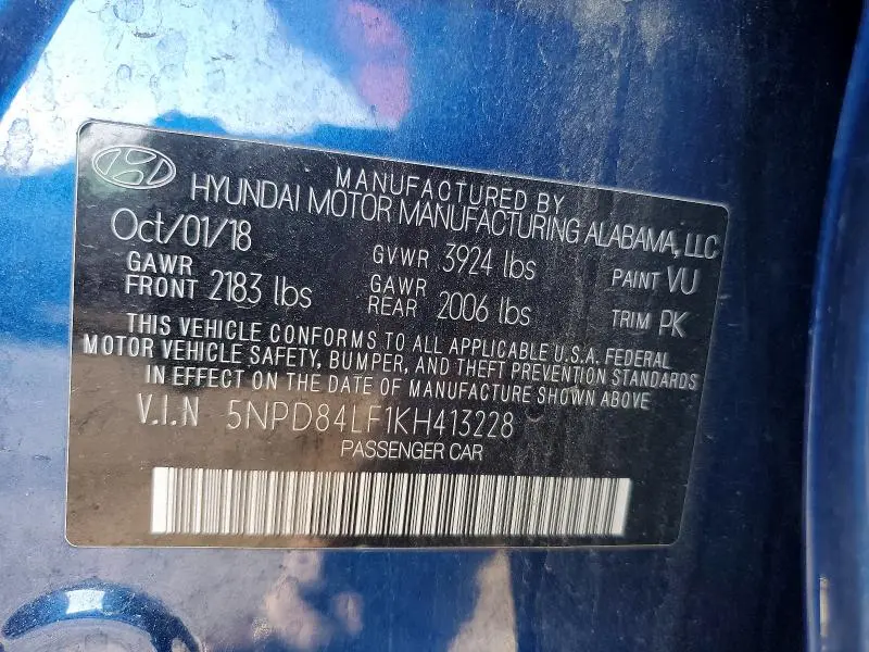 2019 HYUNDAI ELANTRA SEL  