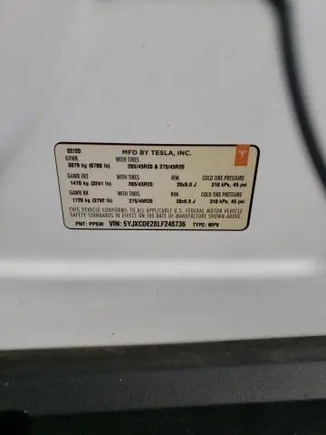 2020 TESLA MODEL X   