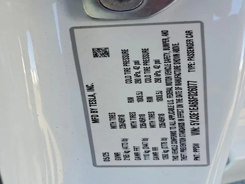 2025 TESLA MODEL 3   