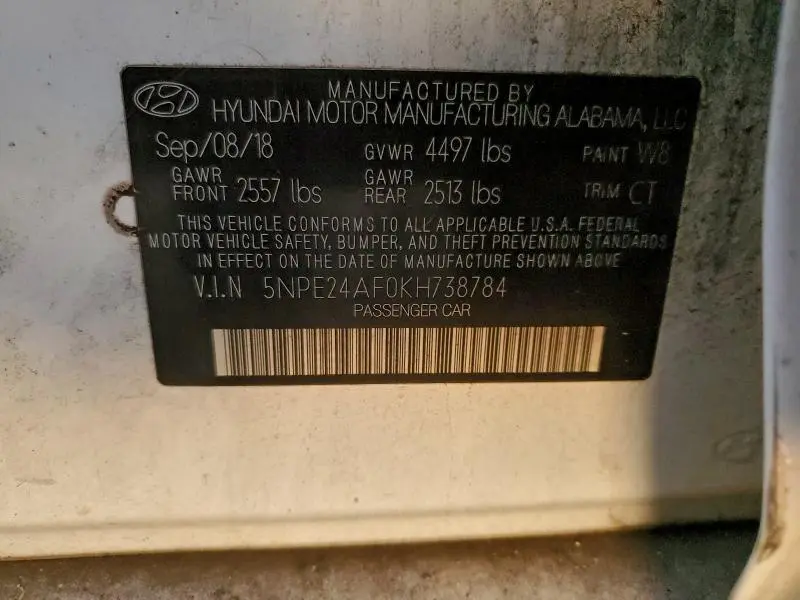 2019 HYUNDAI SONATA SE  