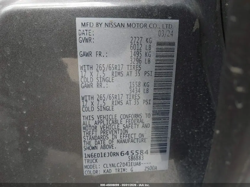 2024 NISSAN FRONTIER SV 4X2