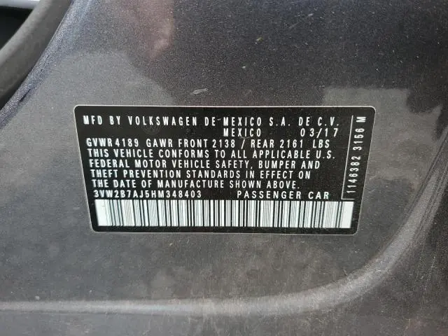 2017 VOLKSWAGEN JETTA S  