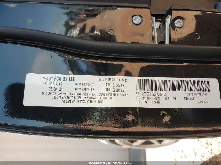 2015 DODGE CHARGER SXT