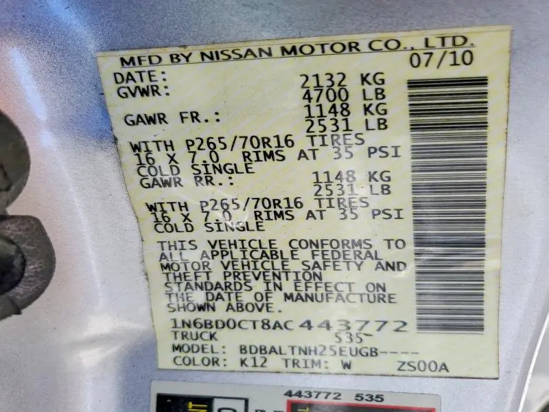 2010 NISSAN FRONTIER XE  