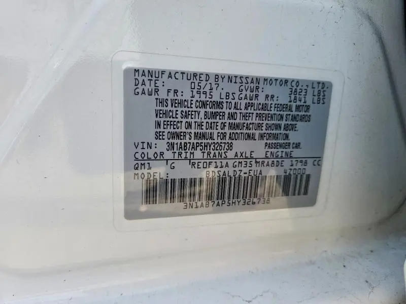2017 NISSAN SENTRA SV  