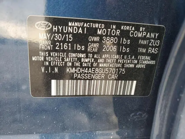 2016 HYUNDAI ELANTRA SE  