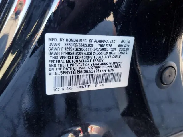 2016 HONDA PILOT TOURING  