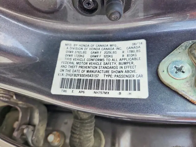 2014 HONDA CIVIC EXL  
