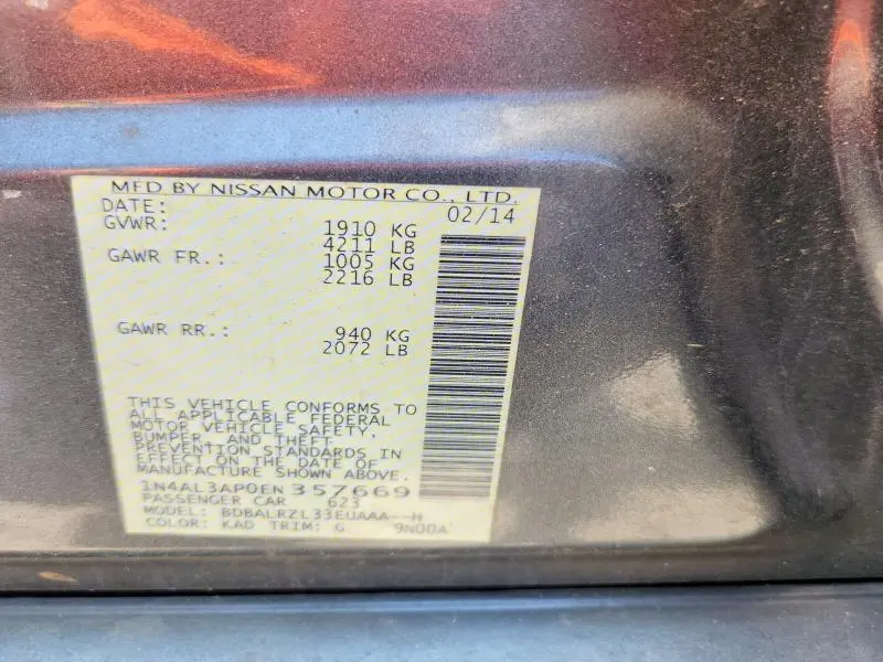 2014 NISSAN ALTIMA 2.5 S  