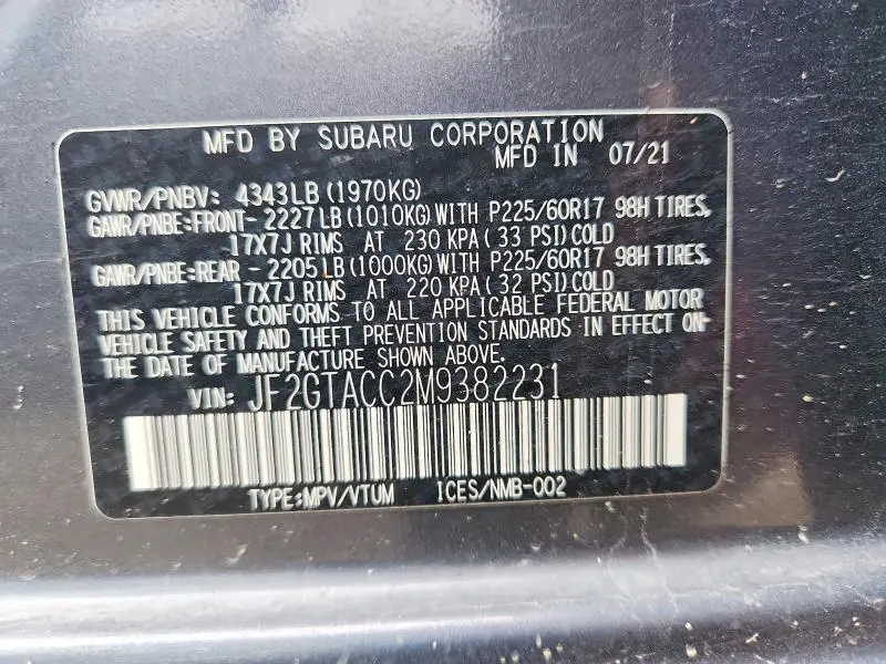 2021 SUBARU CROSSTREK PREMIUM  