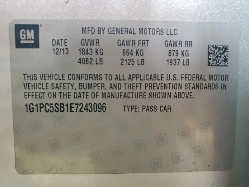 2014 CHEVROLET CRUZE LT  