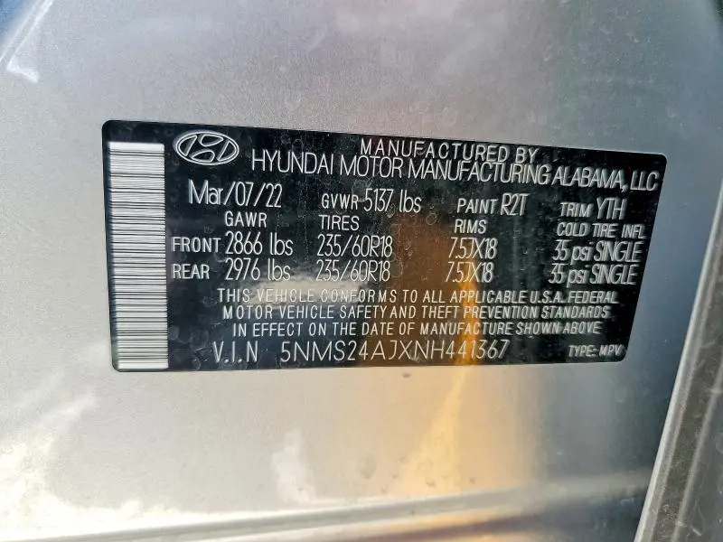 2022 HYUNDAI SANTA FE SEL  