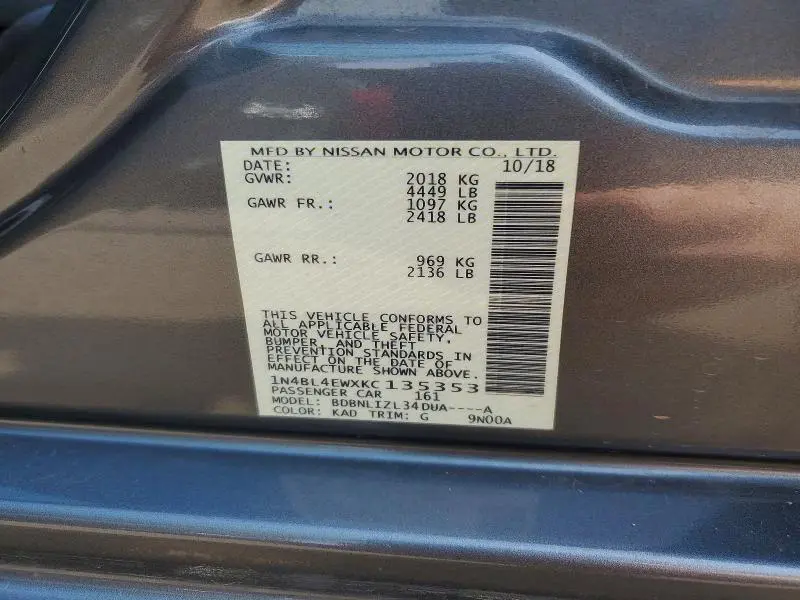 2019 NISSAN ALTIMA   