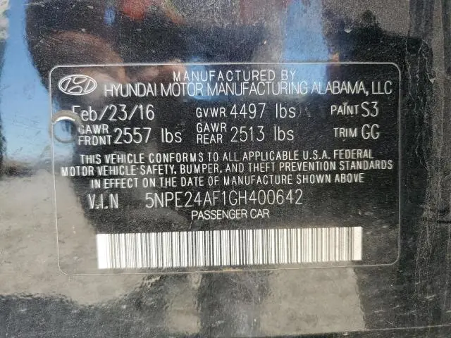 2016 HYUNDAI SONATA SE  