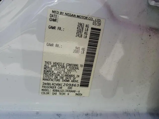 2019 NISSAN ALTIMA SR