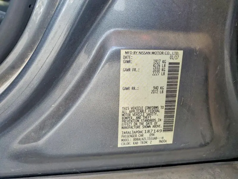 2017 NISSAN ALTIMA 2.5 SR  