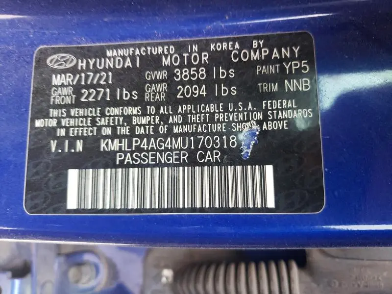 2021 HYUNDAI ELANTRA LIMITED  