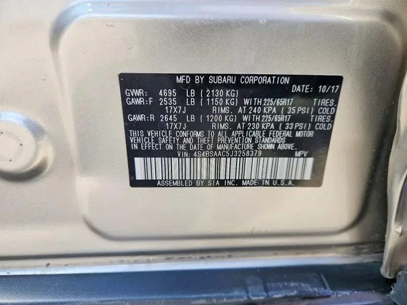 2018 SUBARU OUTBACK 2.5I  