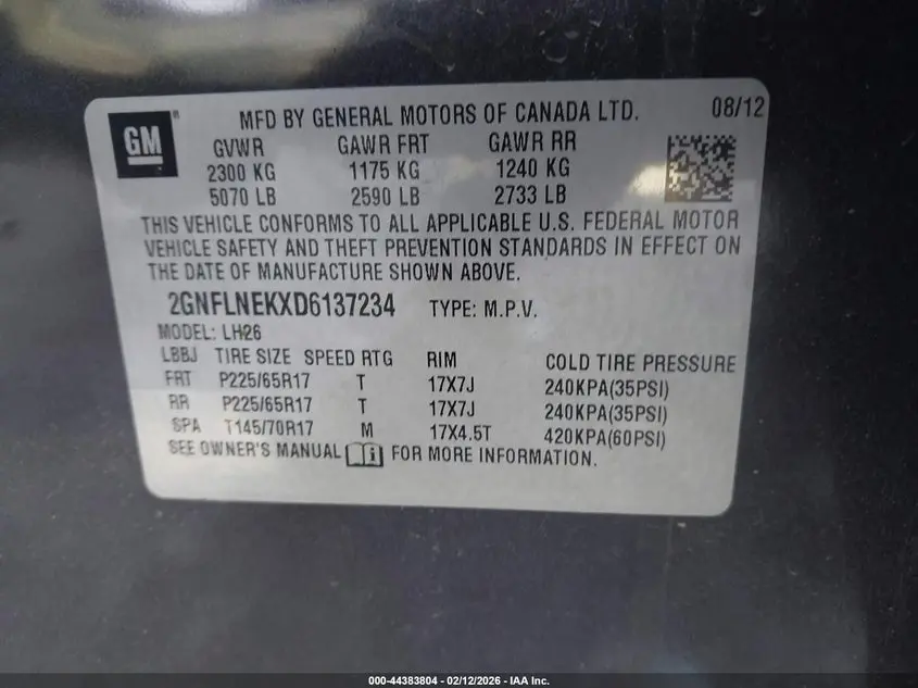 2013 CHEVROLET EQUINOX 2LT