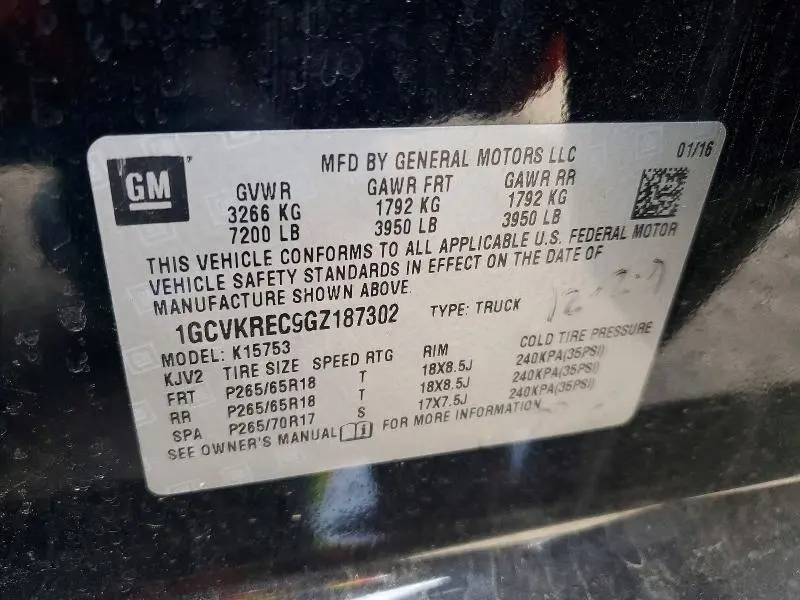 2016 CHEVROLET SILVERADO K1500 LT  