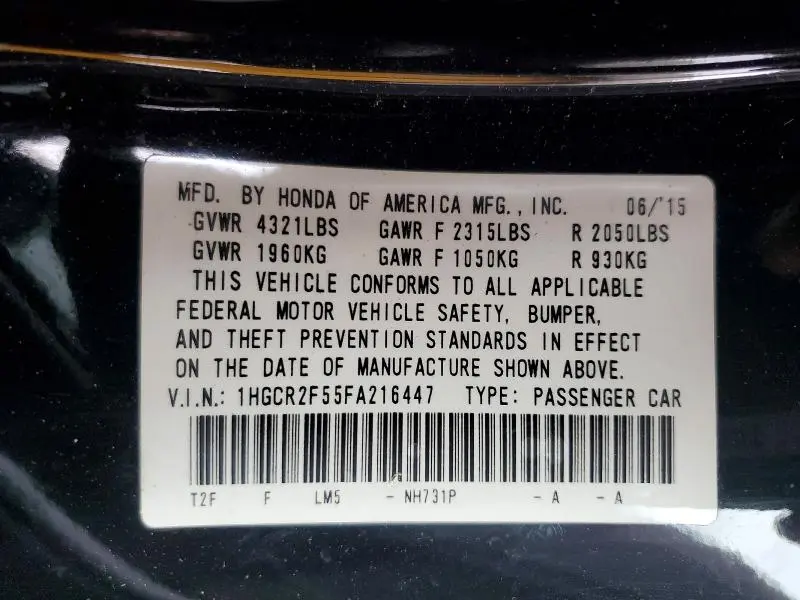 2015 HONDA ACCORD SPORT  