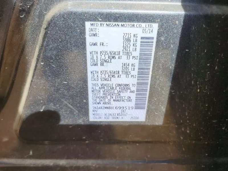 2014 NISSAN PATHFINDER SV  