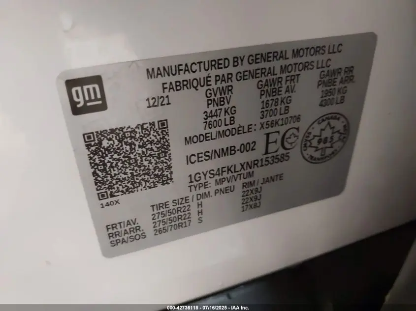 2022 CADILLAC ESCALADE 4WD SPORT