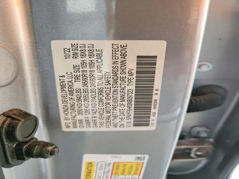 2022 HONDA PILOT EXL  