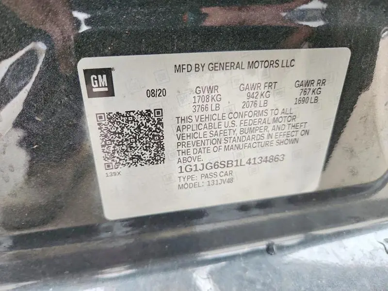 2020 CHEVROLET SONIC   