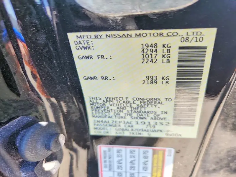 2010 NISSAN ALTIMA S  