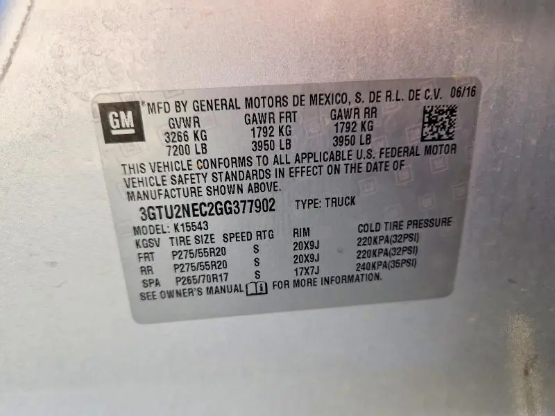 2016 GMC SIERRA K1500 SLT  