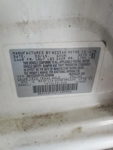 2015 NISSAN VERSA NOTE S  