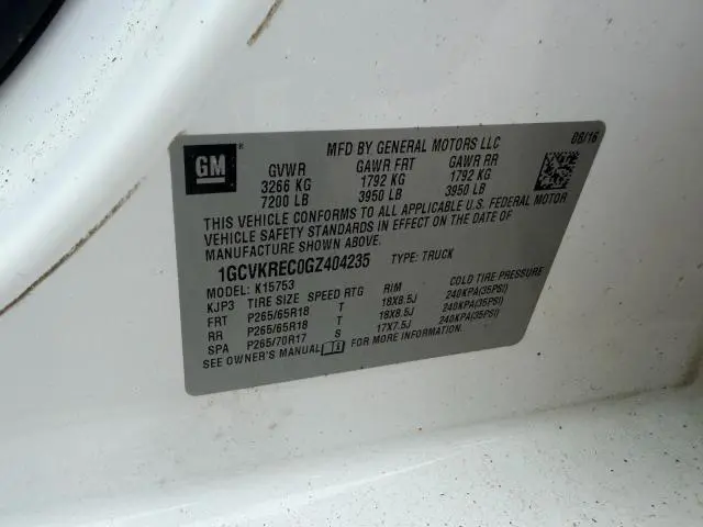2016 CHEVROLET SILVERADO K1500 LT  