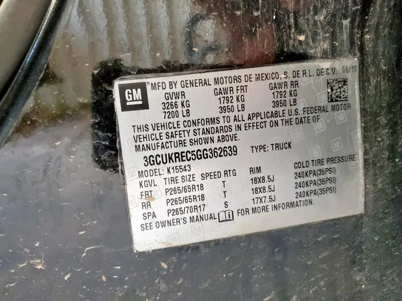2016 CHEVROLET SILVERADO K1500 LT  